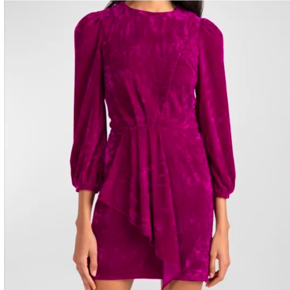 Shoshanna Dakota Embossed Velvet Dress in Magenta Pink Purple. NWT